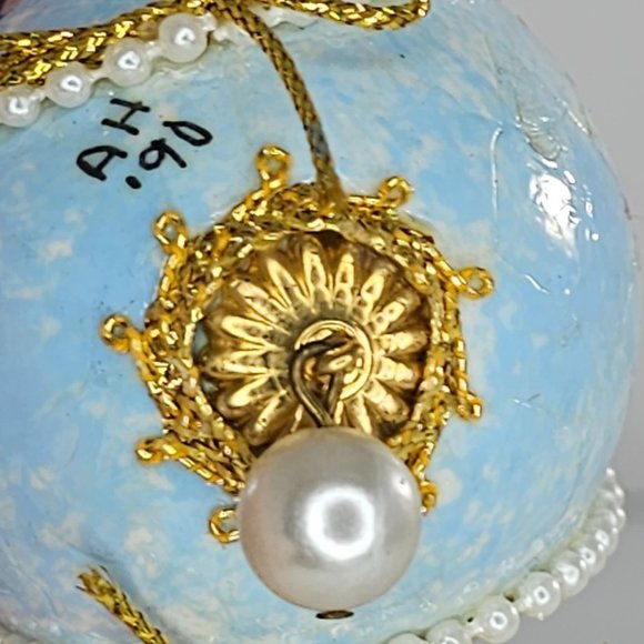 Vintage Handmade Boxer Puppy Dog Real Egg Christmas Ornament Blue - Picture 7 of 9